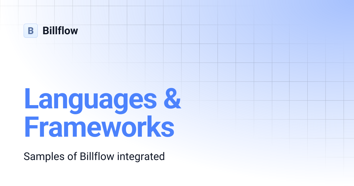 Languages & Frameworks | Billflow